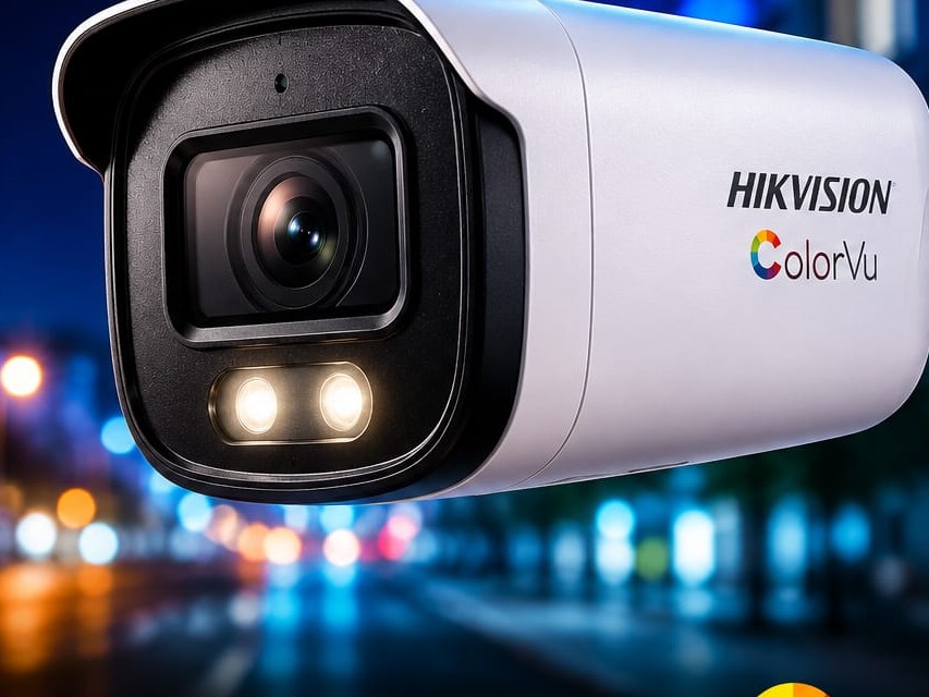 Cámara de seguridad Hikvision ColorVu con visión nocturna a color, instalada por HDCAM